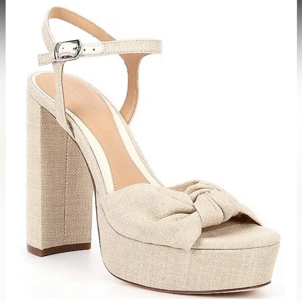 ANTONIO MELANI born on fifth Beige Knotted Platform heeled sandals